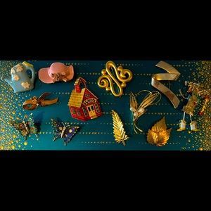 Gold Toned Brooches - Lot of 12